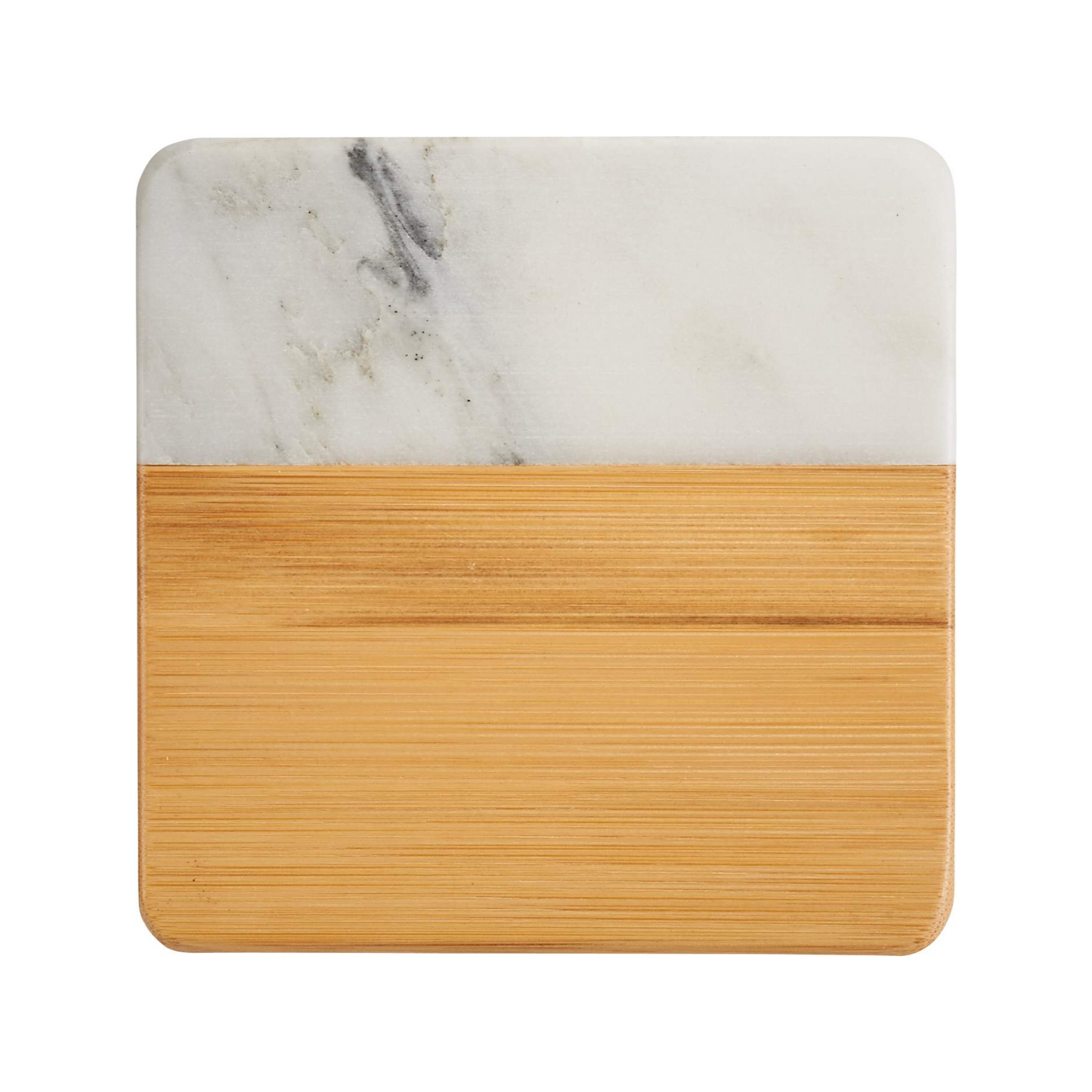 Marble and Bamboo Coaster Set